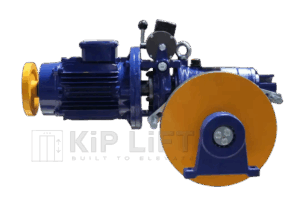 KL-CME-GM-A113 geared elevator motor/engine with 1:1 suspension, Ø320–400 mm pulleys, 320–500 kg capacity